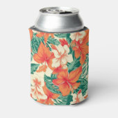 Hawaïaanse vibe kleurrijke tropische bloemen patro blikjeskoeler (Blikje Achterkant)