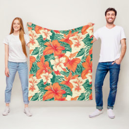 Hawaïaanse vibe tropische bloemen patroon fleece deken