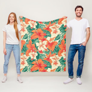 Hawaïaanse vibe tropische bloemen patroon fleece deken
