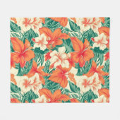 Hawaïaanse vibe tropische bloemen patroon fleece deken (Voorkant (Horizontaal))