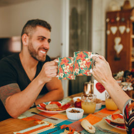 Hawaïaanse vibe tropische bloemen patroon koffiemok