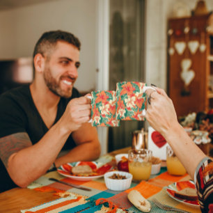 Hawaïaanse vibe tropische bloemen patroon koffiemok