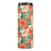 Hawaïaanse vibe tropische bloemen patroon monogram thermosbeker (Achterkant)