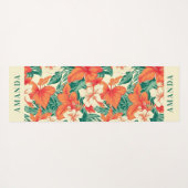 Hawaïaanse vibe tropische bloemen patroon monogram yogamat (Achterkant (horizontaal))