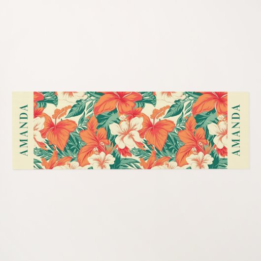 Hawaïaanse vibe tropische bloemen patroon monogram yogamat (Achterkant (horizontaal))
