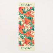 Hawaïaanse vibe tropische bloemen patroon monogram yogamat (Achterkant)