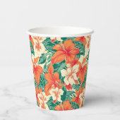 Hawaïaanse vibe tropische bloemen patroon papieren bekers (Achterkant)