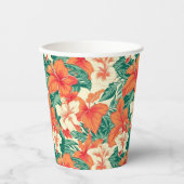 Hawaïaanse vibe tropische bloemen patroon papieren bekers (Voorkant)