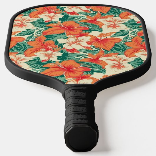 Hawaïaanse vibe tropische bloemen patroon pickleball paddle (Laagn)