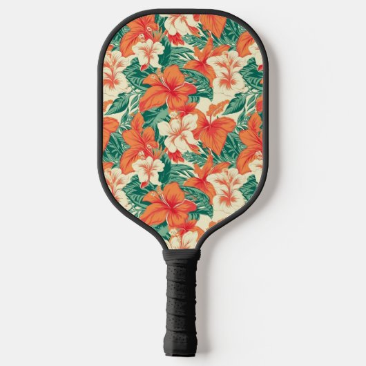 Hawaïaanse vibe tropische bloemen patroon pickleball paddle (Achterkant)