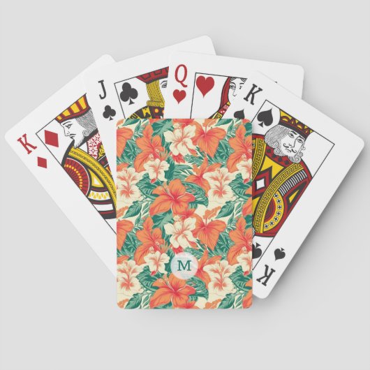 Hawaïaanse vibe tropische bloemen patroon pokerkaarten (Achterkant)