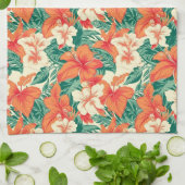 Hawaïaanse vibe tropische bloemen patroon theedoek (Gevouwen)