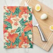 Hawaïaanse vibe tropische bloemen patroon theedoek (Quarter Fold)
