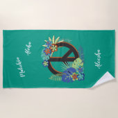 Hawaiaanse Vrede Liefde Naam Persoonlijke Zee Groe Strandlaken (Voorkant)