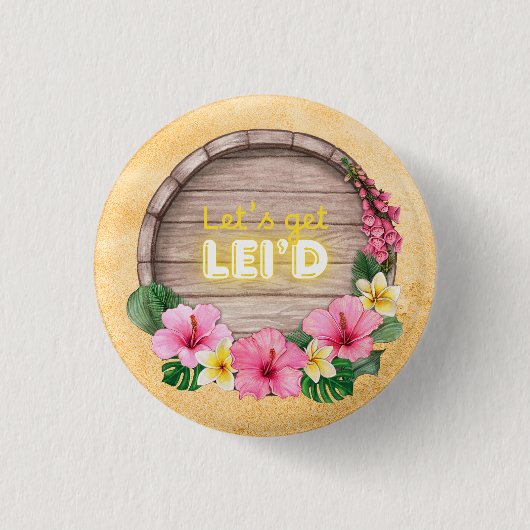 Hawaiaanse vrijgezellenfeest ronde button 3,2 cm (Voorkant)