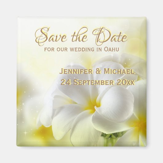 Hawaïaanse witte plumeria magneet (Voorkant)