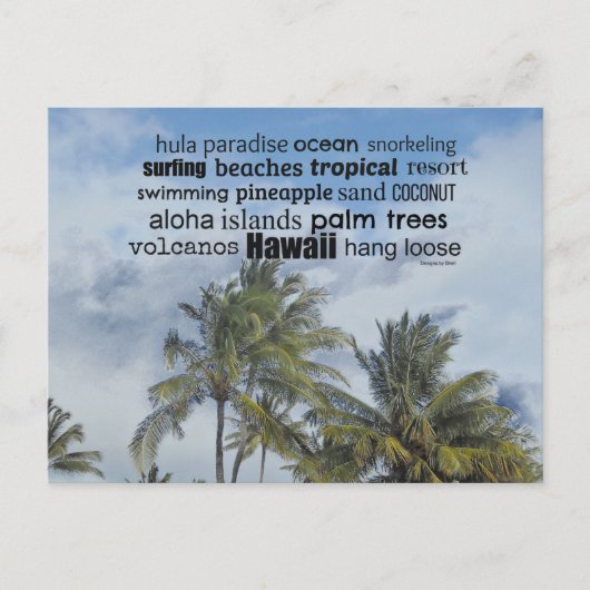 Hawaiaanse Woordcollage Briefkaart (Voorkant)