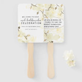 Hawaïaanse Zachte Zon Witte Bloemen Kerstverlichti Handwaaier (Voorkant en achterkant)