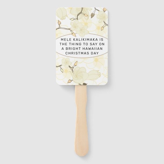 Hawaïaanse Zachte Zon Witte Bloemen Kerstverlichti Handwaaier (Achterkant)
