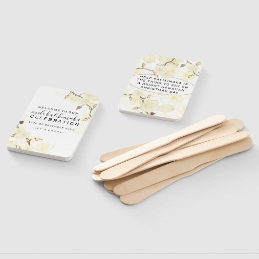 Hawaïaanse Zachte Zon Witte Bloemen Kerstverlichti Handwaaier (Niet-gemonteerd)