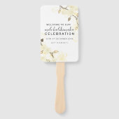 Hawaïaanse Zachte Zon Witte Bloemen Kerstverlichti Handwaaier (Voorkant)