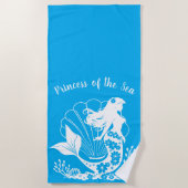Hawaïaanse zeemeerminprinses van het Zee-lichtblau Strandlaken (Voorkant)