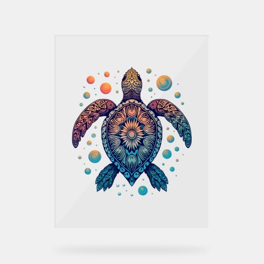 Hawaiaanse Zeeschildpad Tie-Dye Hawaii Vakantie St Acryl Bord (Voorkant)