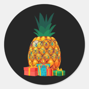 Hawaiaanse Zomer Tropisch Fruit Ananas Kerstmis Ronde Sticker