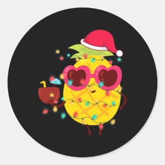 Hawaiaanse Zomer Tropische Kerst Pijnboom Kerstmis Ronde Sticker