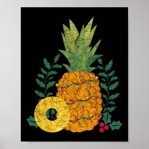 Hawaiaanse Zomerfruit Ananas Tropisch Kerstmis Poster