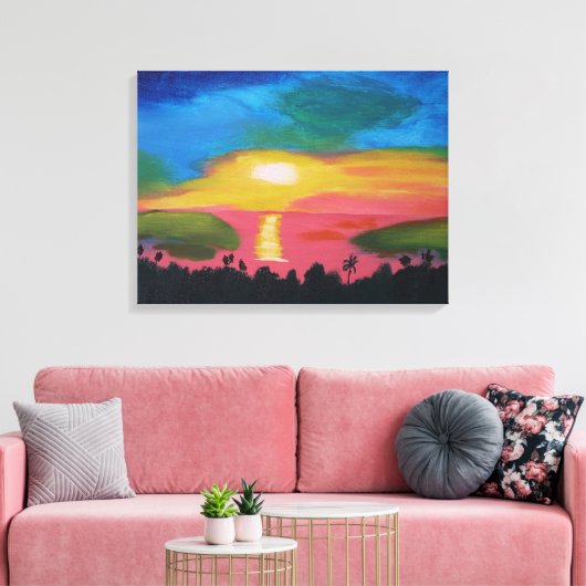Hawaïaanse Zonsondergang Acryl Schilderij Canvas P (Insitu (Woonkamer))