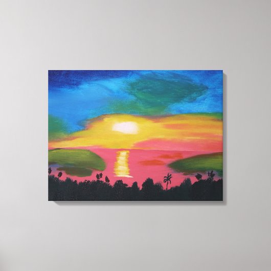 Hawaïaanse Zonsondergang Acryl Schilderij Canvas P (Voorkant)