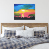Hawaïaanse Zonsondergang Acryl Schilderij Canvas P Afdruk (Insitu (Slaapkamer))