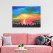 Hawaïaanse Zonsondergang Acryl Schilderij Canvas P Afdruk (Insitu (Woonkamer))