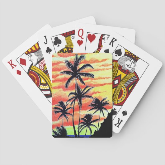 Hawaiaanse Zonsondergang Coco Palms Pokerkaarten (Achterkant)