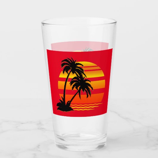 Hawaiaanse Zonsondergang Drinkglas Glas (Voorkant)