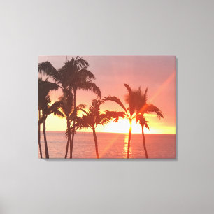 Hawaiaanse zonsondergang foto op uitgerekte canvas afdruk