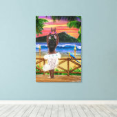 HAWAÏAANSE ZONSONDERGANG HULA CANVAS AFDRUK (Insitu (Houten vloer))