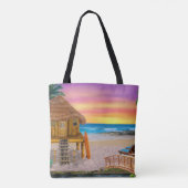 Hawaiaanse Zonsondergang Hula Danser Tote Bag (Achterkant)
