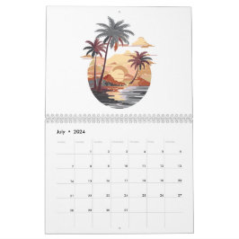 Hawaïaanse zonsondergang met palmboom kalender