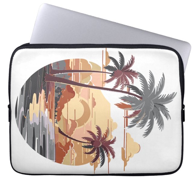 Hawaïaanse zonsondergang met palmboom. laptop sleeve (Voorkant)