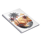 Hawaïaanse zonsondergang met palmboom. notitieboek (Rechterzijde)