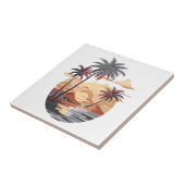 Hawaïaanse zonsondergang met palmboom. tegeltje (Zijkant)