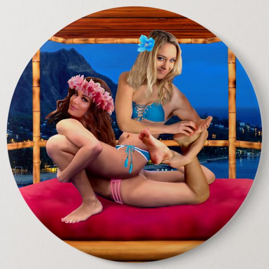 HAWAÏAN FANTASY WRESTLAND RONDE BUTTON 6,0 CM (Voorkant)