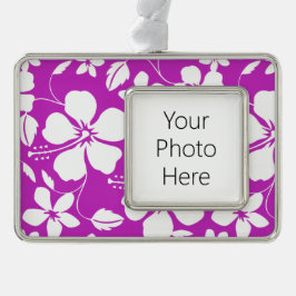 HAWAÏAN HULA (HIBISCUS) BERRY VERZILVERD OMLIJST ORNAMENT