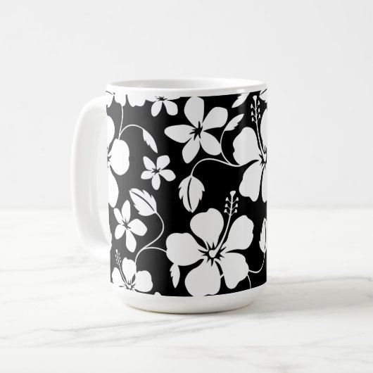 HAWAÏAN HULA (HIBISCUS) BLACK COFFEE MOK (Voorkant links)