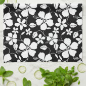 HAWAÏAN HULA (HIBISCUS) BLACK KITCHEN TOWEL THEEDOEK (Gevouwen)