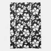 HAWAÏAN HULA (HIBISCUS) BLACK KITCHEN TOWEL THEEDOEK (Verticaal)