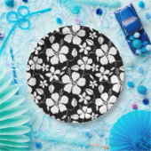 HAWAÏAN HULA (HIBISCUS) BLACK PAPER BORD (Feest)