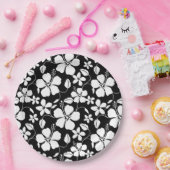 HAWAÏAN HULA (HIBISCUS) BLACK PAPER BORD (Feest)